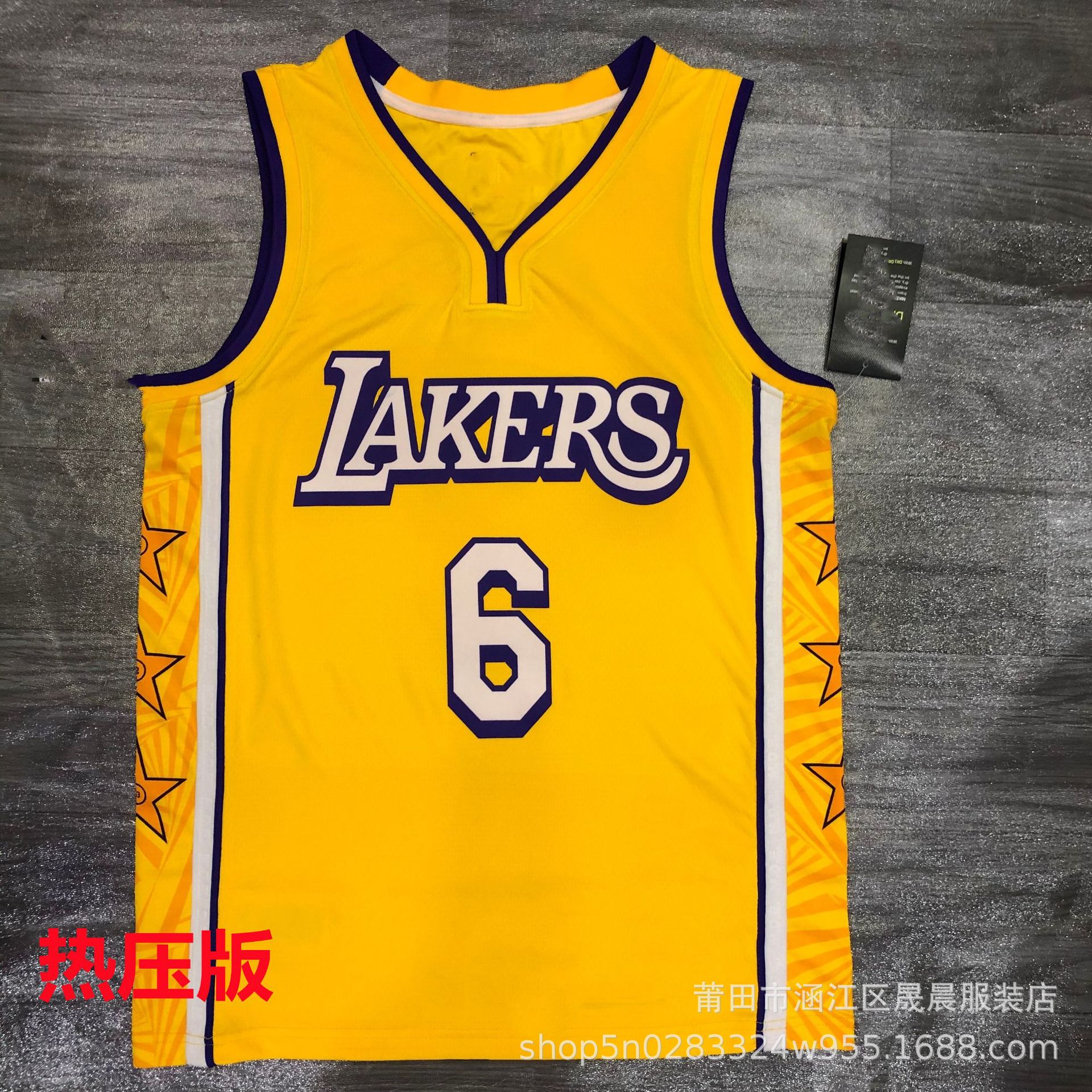 现货批发nba热压球服 新款 湖人队6号詹姆斯 热印版篮球球衣