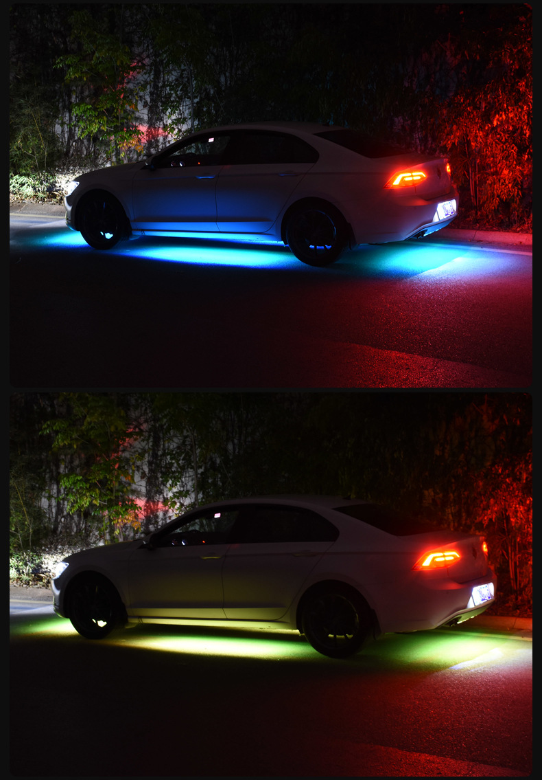 汽车led声控带遥控地盘灯 app 64色改装装饰底盘灯条一拖四氛围灯