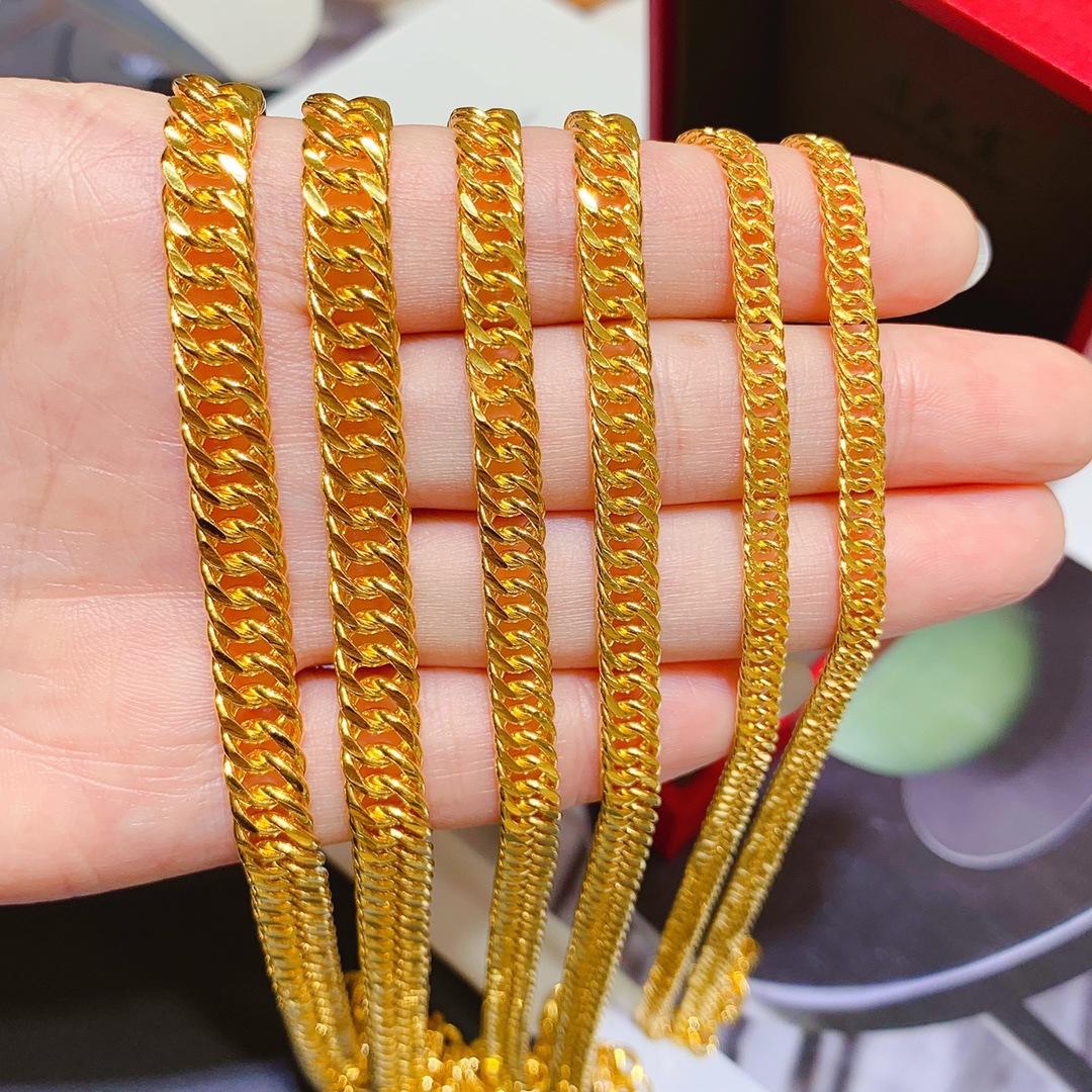 9万足金老板链坦克链珠子链水贝黄金批发