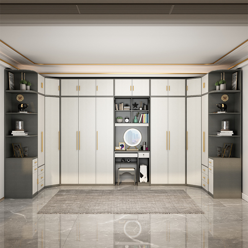 转角衣柜家用卧室书桌一体组合带梳妆台90度钻石型 l型衣帽间衣橱