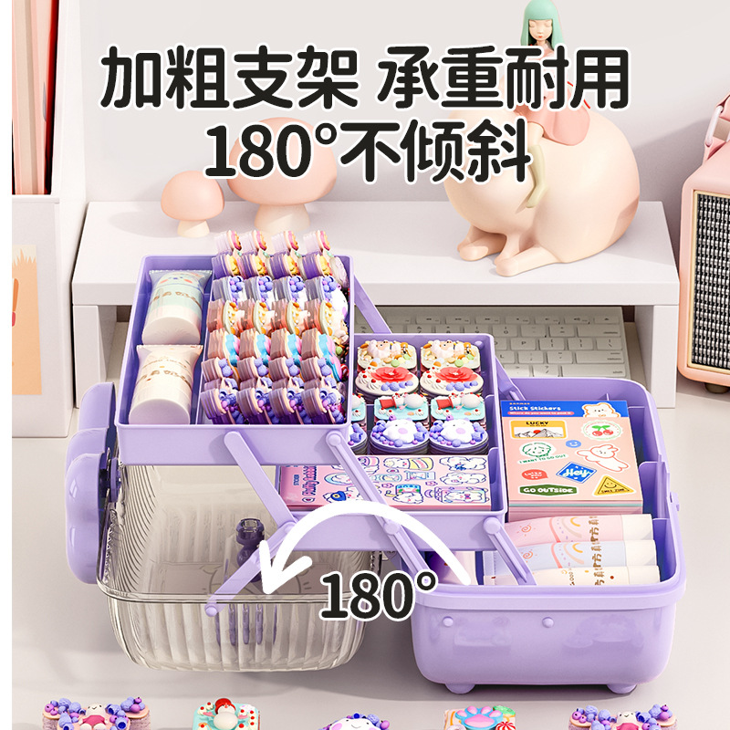 Children's Goka Storage Box Purple Cute Bow Rotating Girls' Hair Accessories Transparent Desktop Handmade Storage Box