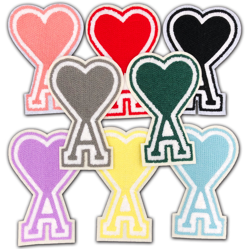 潮牌ami刺绣布贴胸章桃心a电脑绣花毛巾绣衣服补洞补丁贴服装装饰