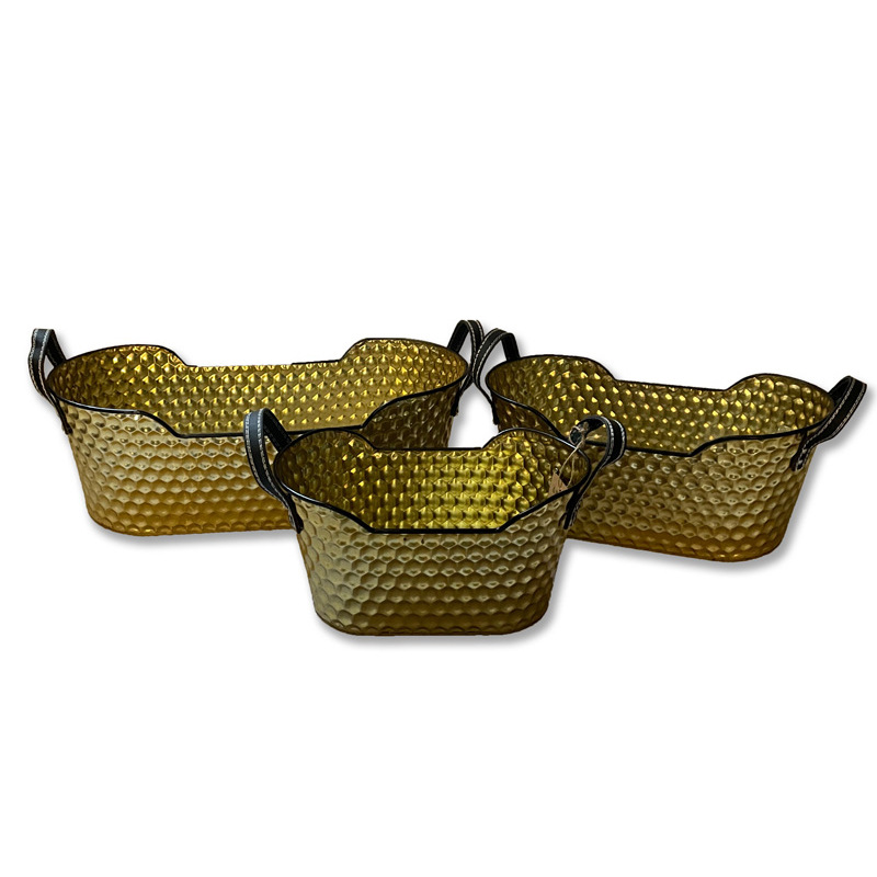 Creative European Golden Fruit Plate Living Room Home Candy Plate Snack Dried Fruit Box Woven Portable Fruit Basket Wholesale