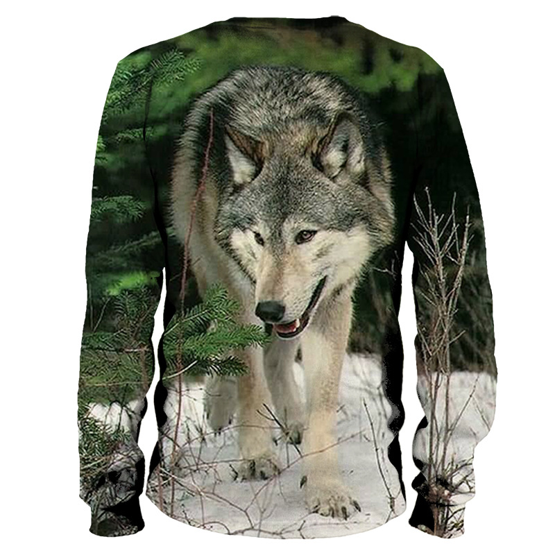 2020速卖通新款 霸气的狼3d印花休闲情侣圆领卫衣