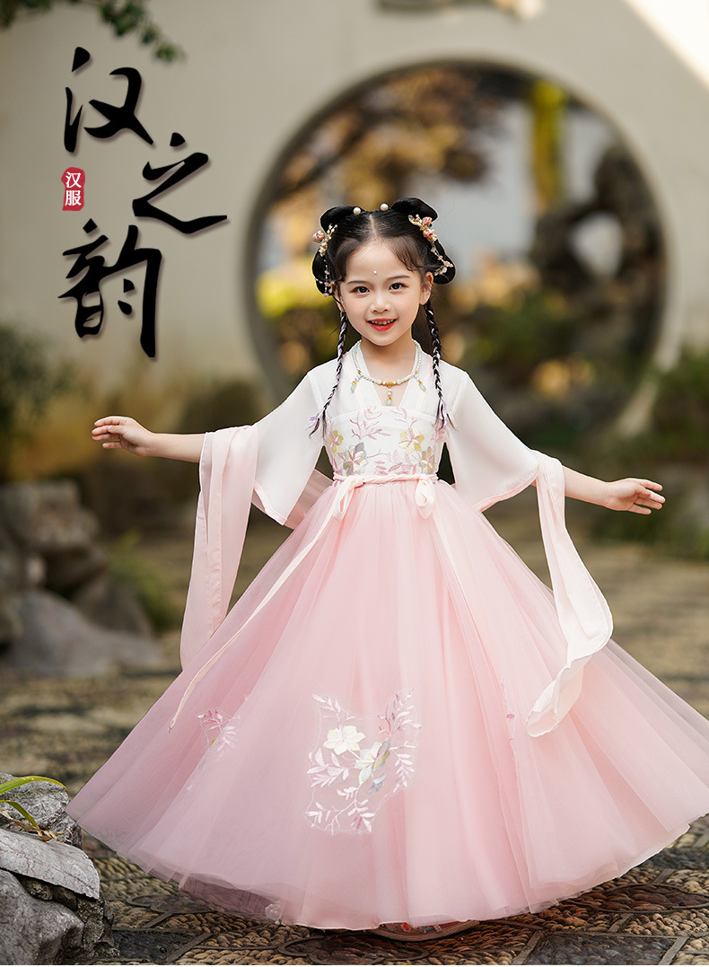 一件代发 女童汉服夏季新款中国风连衣裙儿童古装衣服女超仙裙子