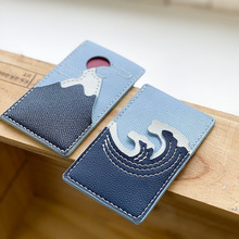 皮革手工海浪卡套 PU卡通图案创意卡包 多卡槽卡夹
