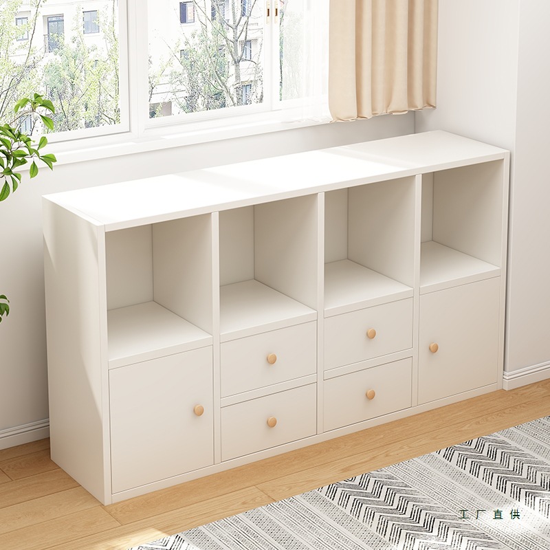 书柜储物柜一体靠墙置物柜客厅墙边隔断柜床边矮柜幼儿园飘窗柜子