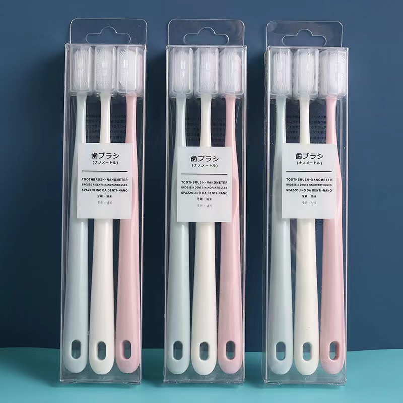 bamboo charcoal soft-bristle toothbrush macaron ③ pack non-printed household adult toothbrush wholesale travel carry toothbrush