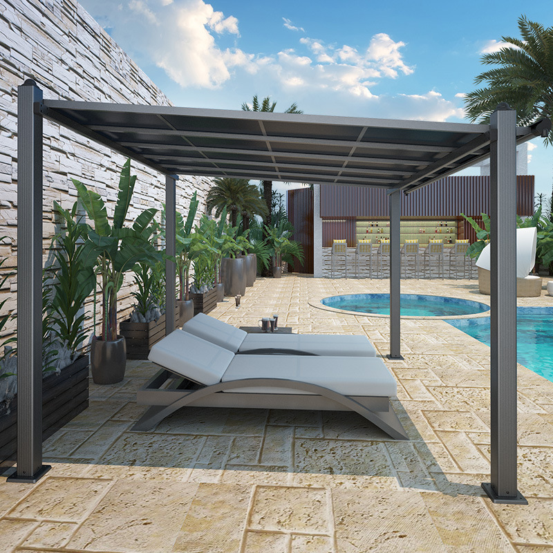 户外遮阳棚庭院室外雨棚铝合金组装高低棚露台别墅阳光棚院子凉亭