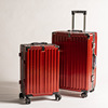 [Good quality suitcase Li line Aluminum frame trunk Draw bar box fashion wire drawing solar system Leather trunk [Good quality suitcase Li line Aluminum frame trunk Draw bar box fashion wire drawing solar system Leather trunk