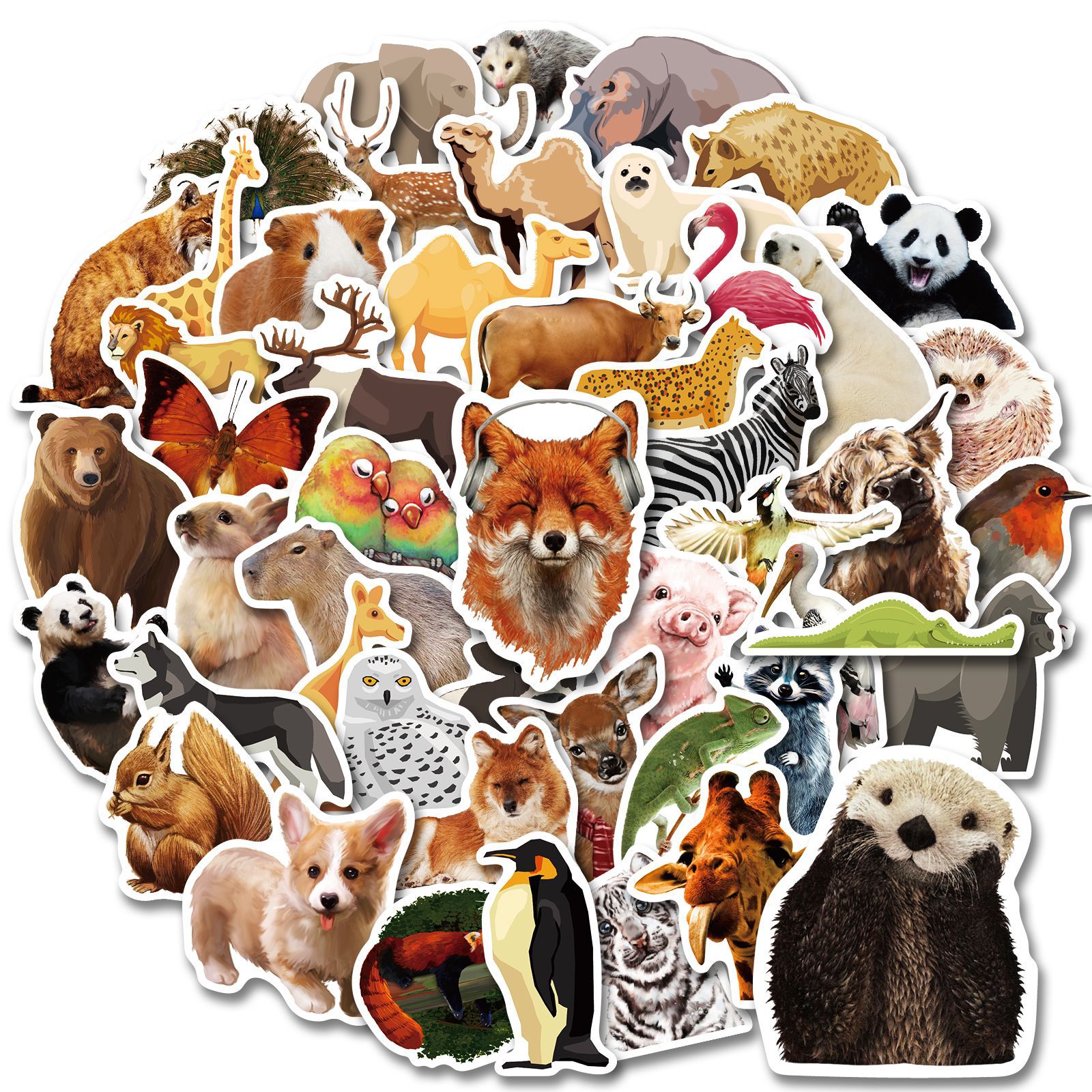 50张动物园系列贴纸 幼儿园动物主题儿童贴纸 书包可爱熊猫贴画