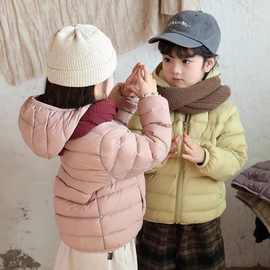(送收纳袋)儿童轻薄款连帽羽绒服男女童短款马卡龙色保暖外套