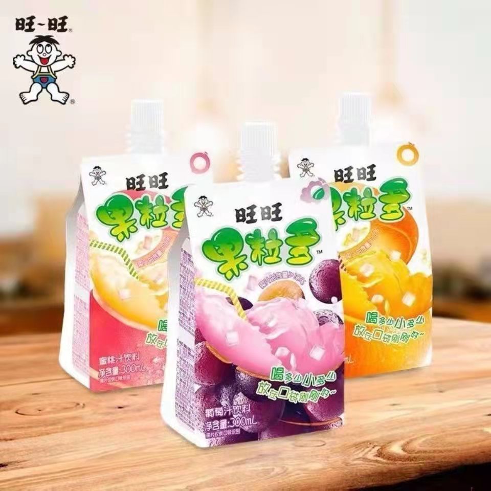 旺旺果粒多葡萄草莓蜜桃味300ml8袋/15袋袋整箱果冻果果汁-阿里巴巴
