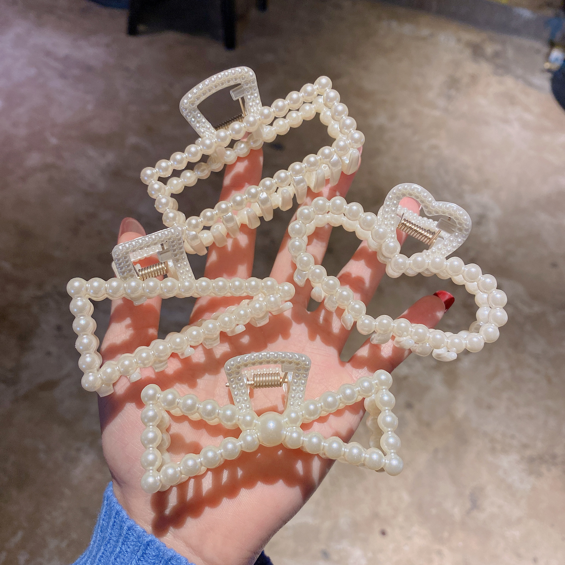 珍珠抓夹大号可爱甜美塑料发夹头饰刘海夹后脑勺发卡边夹子发饰女