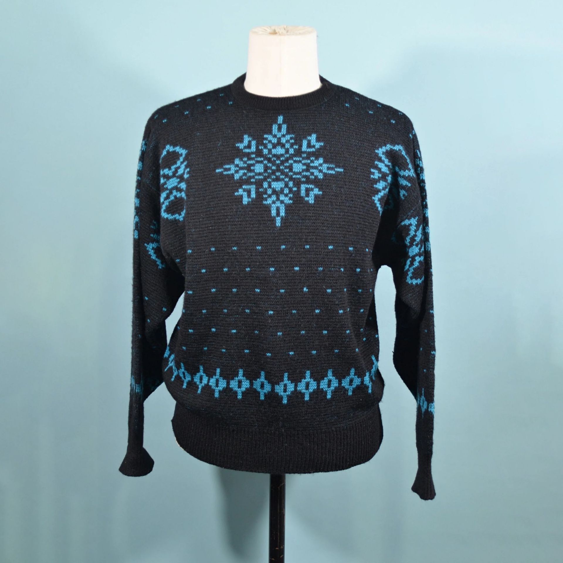 欧美外贸圆领套头毛衣雪花图案提花工艺针织衫秋冬新款独立站爆款