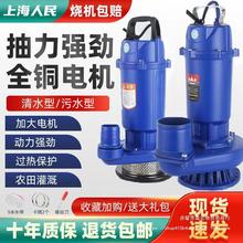 上海人民潜水泵220V单相家用抽水机3寸4寸农用高扬程灌溉排污水泵