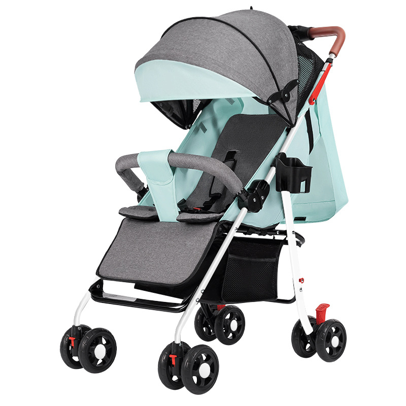 Stroller Lightweight Foldable Reclinable Children's Baby Child Four-Wheel Trolley One-Click Car Collection and Delivery