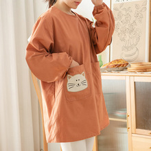 韩式可爱个性男女长袖围裙防污棉围兜家务时尚工作服厨房家用罩衣