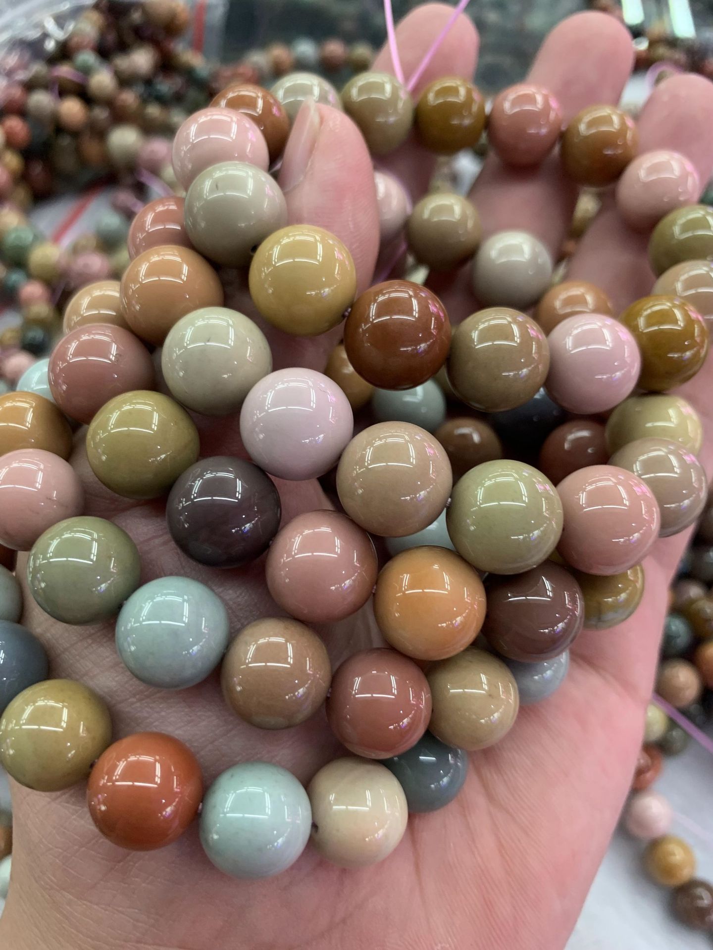 阿拉善彩玉 天然戈壁玛瑙 马卡龙奶昔色系 彩虹色散珠 水晶饰品