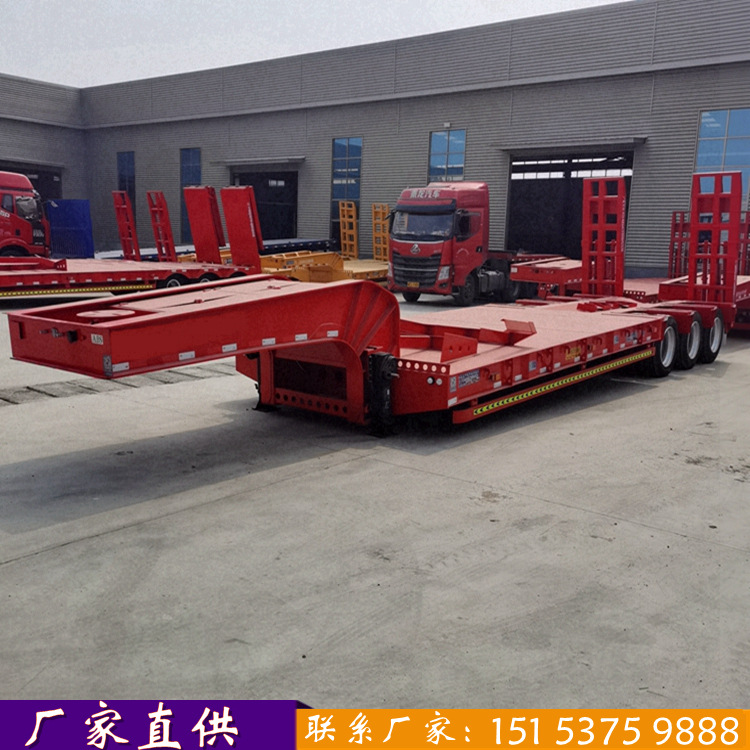 13米三桥轮胎外漏式低平板半挂车 短型低地板半挂车 短板运输车
