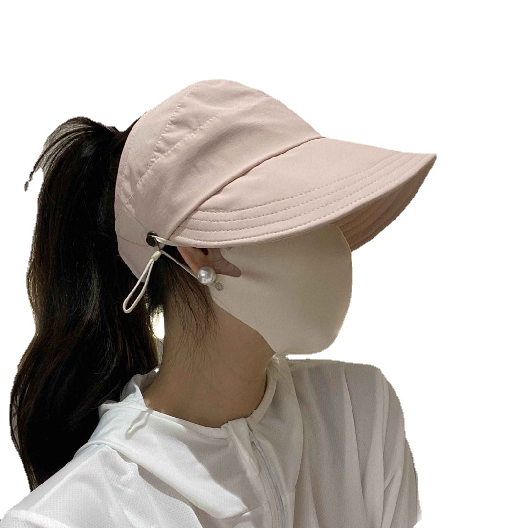 Summer New Women's Casual Peaked Cap Fashion High Ponytail Topless Hat UV-Proof Foldable