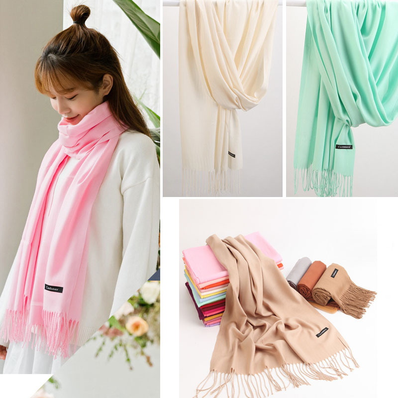 新款纯色韩版加厚围巾冬季时尚仿羊绒保暖披肩围脖防寒防冻
