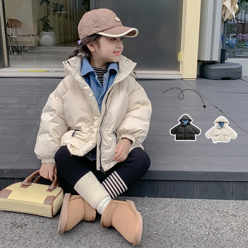 儿童羽绒服女2023新款韩版女童洋气秋冬装轻薄童装假两件羽绒外套
