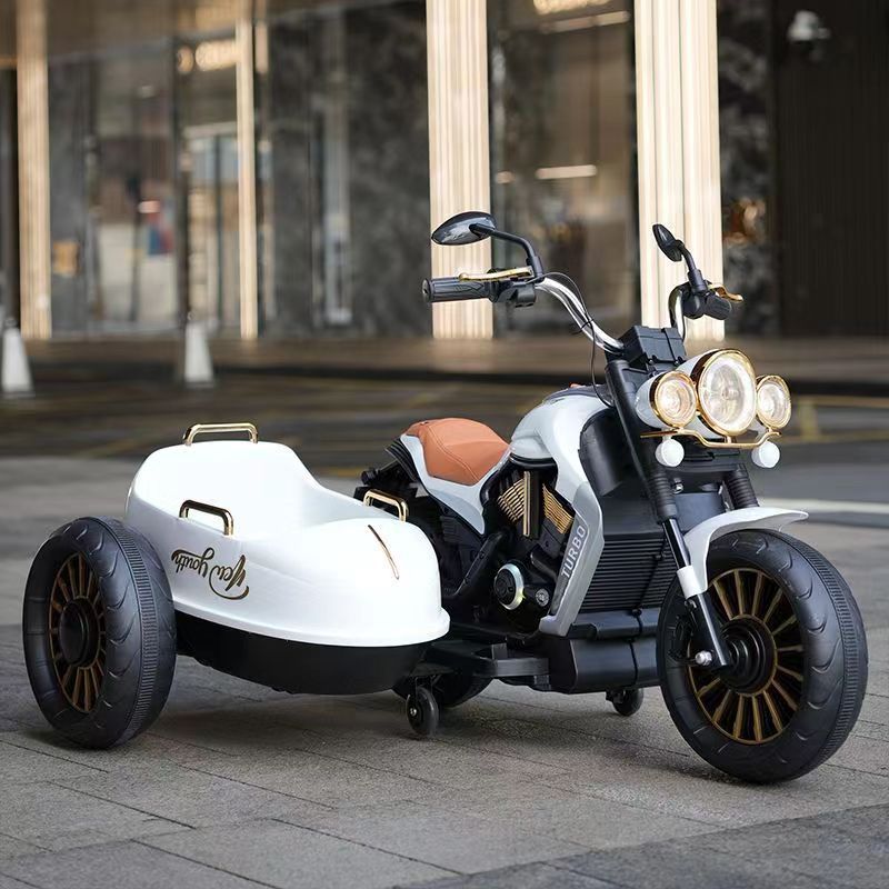 儿童电动摩托挎斗三轮车可坐人男女孩双人大号玩具车可一件代发