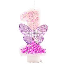 渐变紫蝴蝶数字蜡烛儿童女神蛋糕创意公主女生日甜品台装饰插卡
