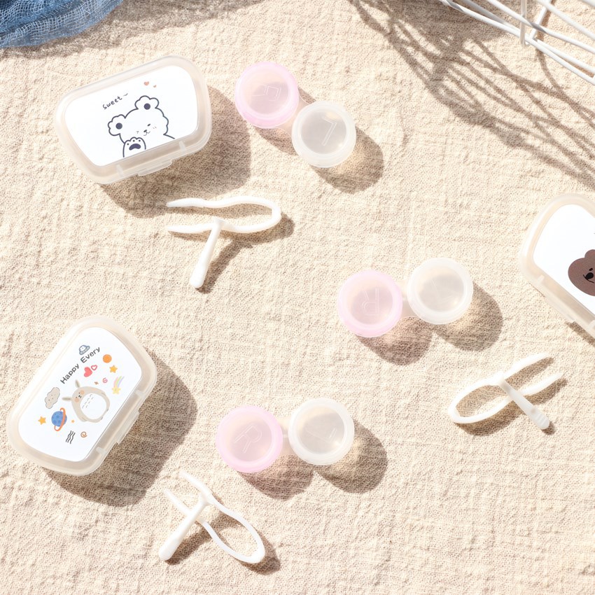 Original Fish Ins Portable Contact Lens Case Cosmetic Contact Lenses Couple Box with Mirror Contact Lens Case/Kj288 Simple Box