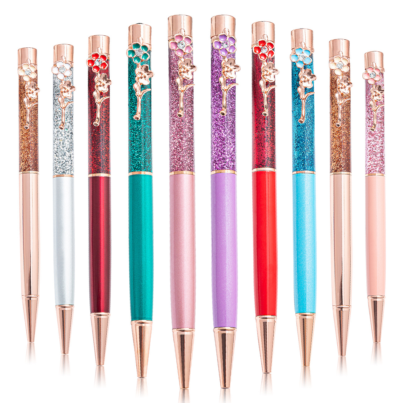 入油流沙笔 现货批发创意网红卡通流沙笔圆珠笔可印刷logo金粉笔