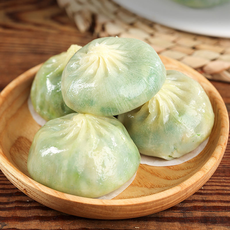 小笼包水晶薄皮素包粉丝荠菜鸡蛋包子早餐儿童食品12个一包速卖通