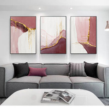现代简约三拼抽象几何线条 喷绘画 创意沙发背景墙装饰画挂画油画