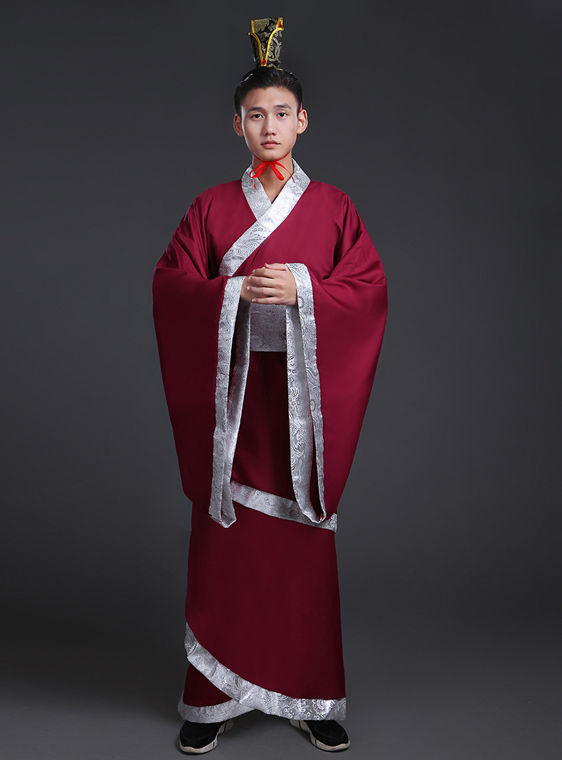 古装古代服装汉服男祭祀成人礼国学曲裾大臣黑色三国直裾深衣