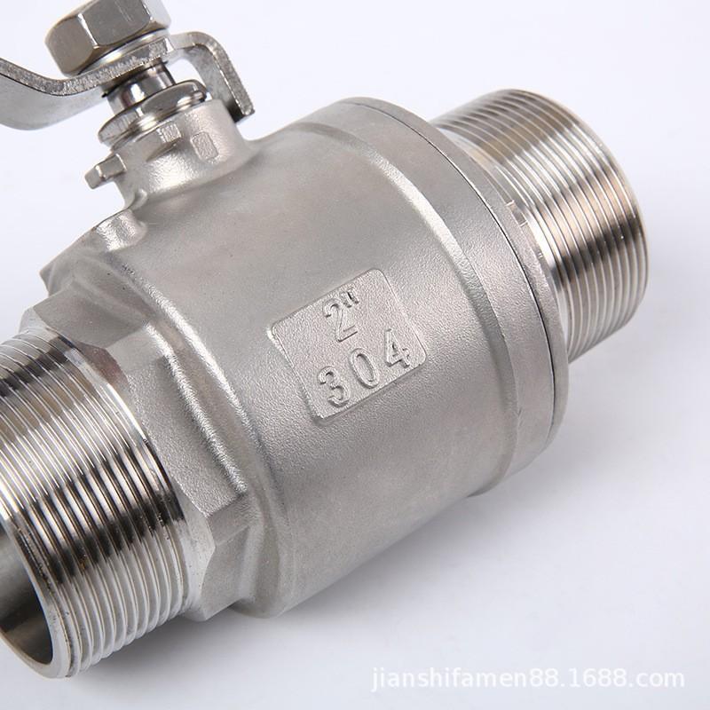 304不锈钢二片式双外丝球阀 螺纹直通式片式球阀大口径新款冷热水