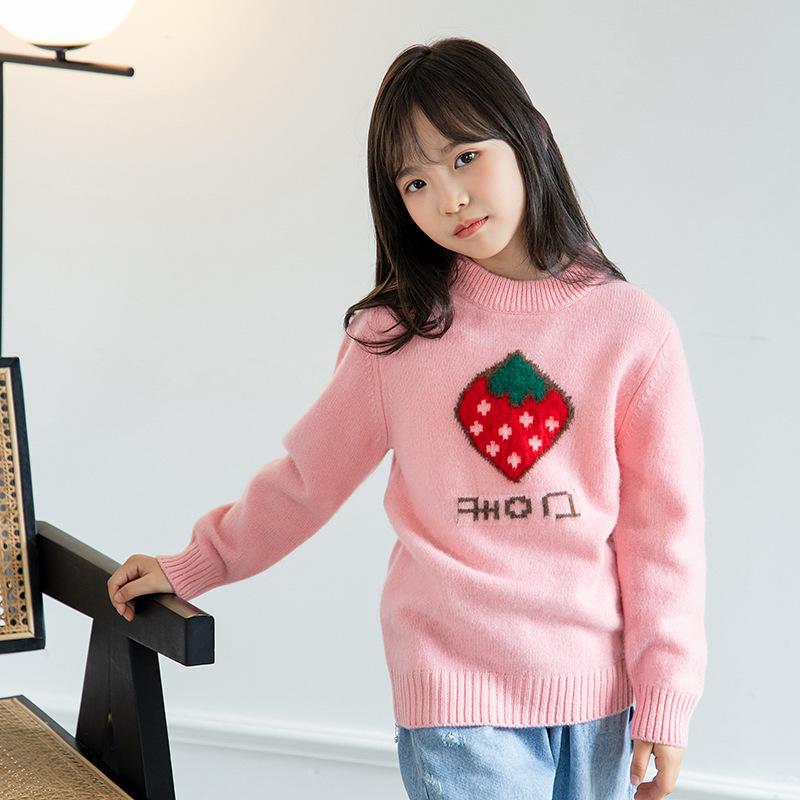 儿童100纯羊毛衫半高圆领童装秋冬新款套头宝宝纯色加厚针织毛衣