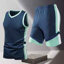 运动套装男夏季跑步速干衣短袖T恤宽松冰丝打球训练服欧美式