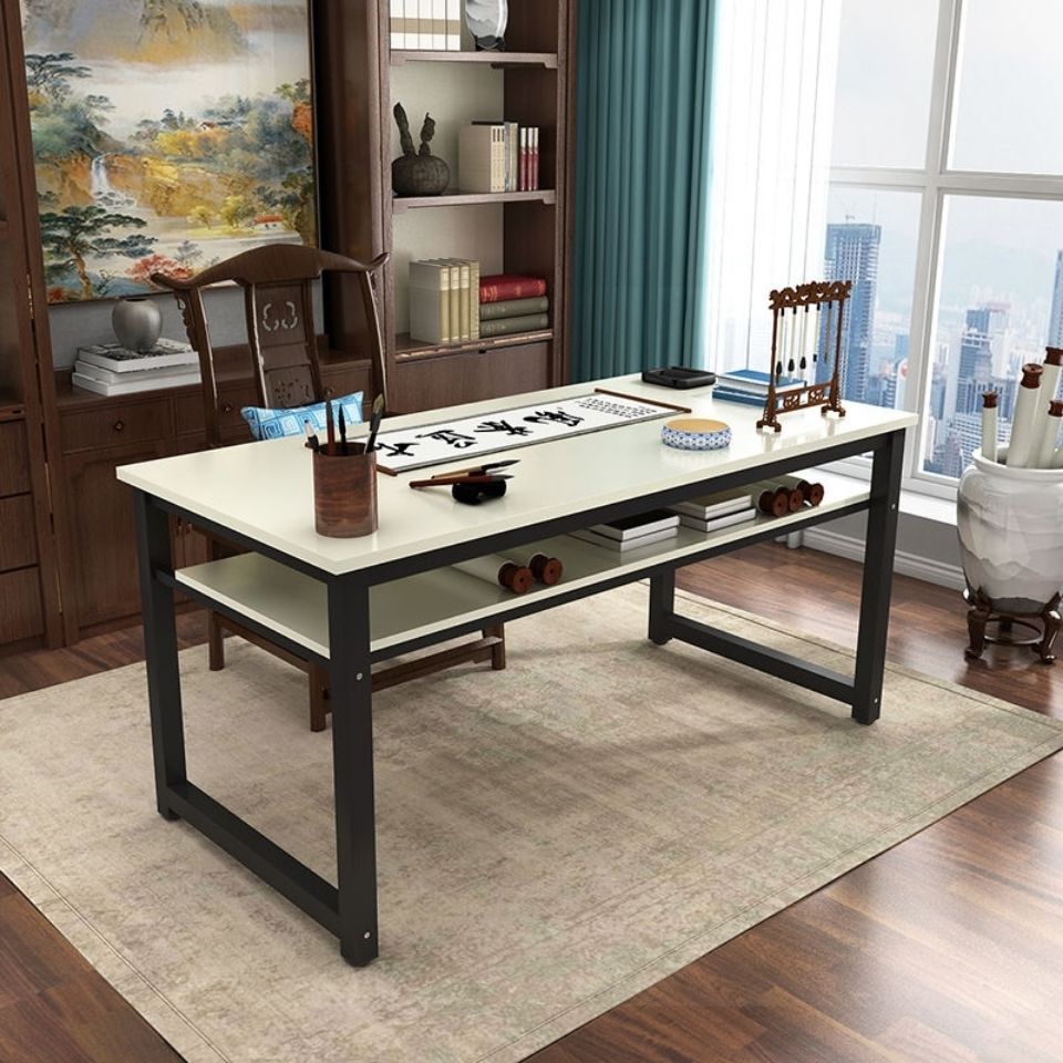 优雅书法桌毛笔桌绘画培训桌时尚双层家用电脑桌写字练字桌书法桌