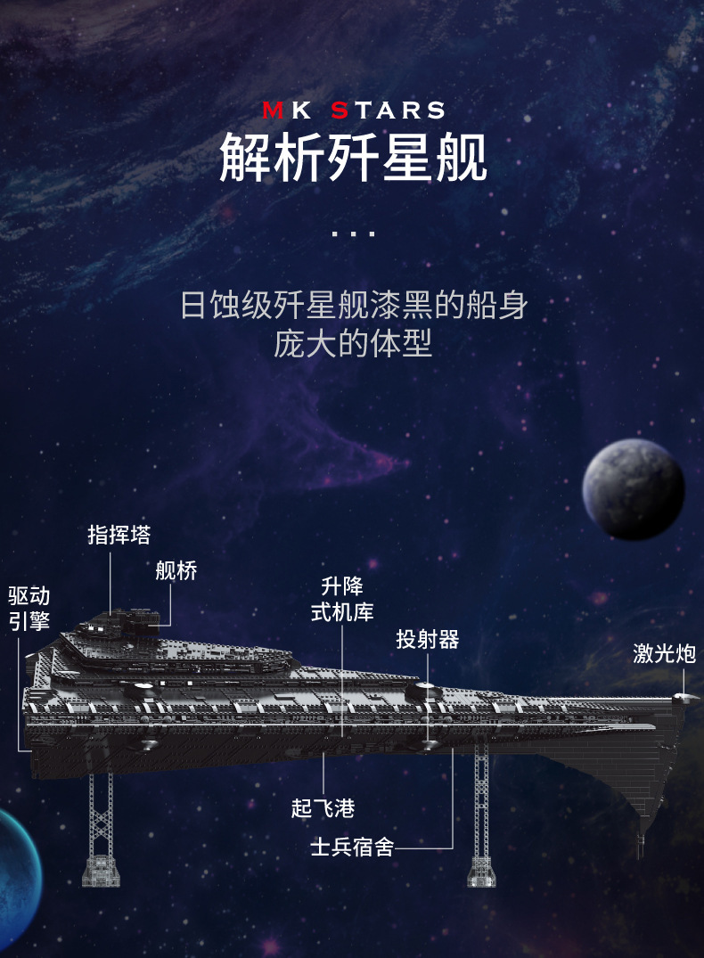 宇星模王星际日蚀级超级歼星舰成人高难度拼装积木模型玩具礼品