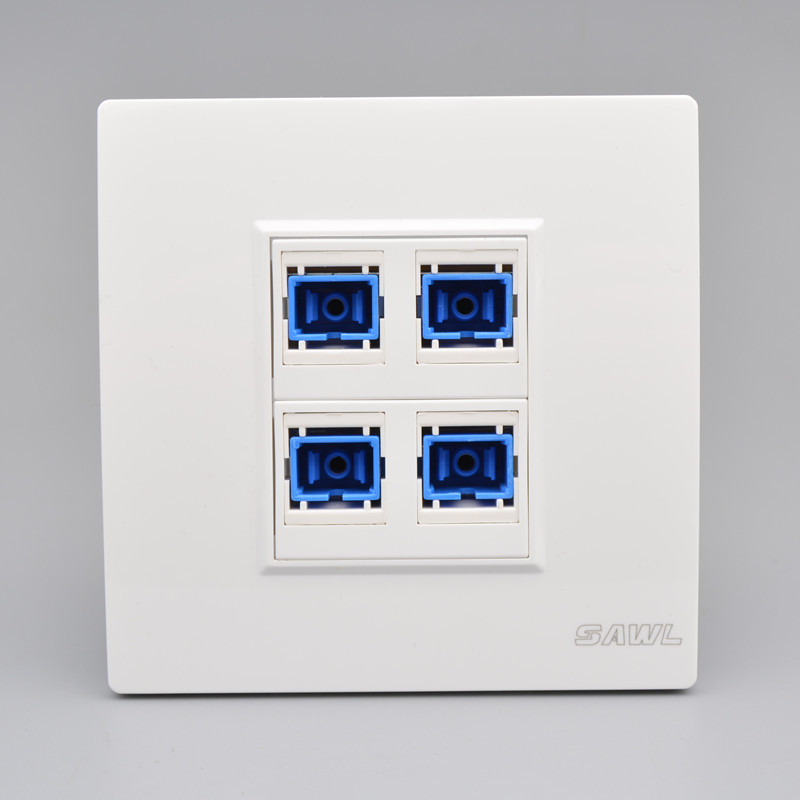 四口光纤面板86型4位光钎口包含sc法兰盘耦合器网络宽带电脑插座