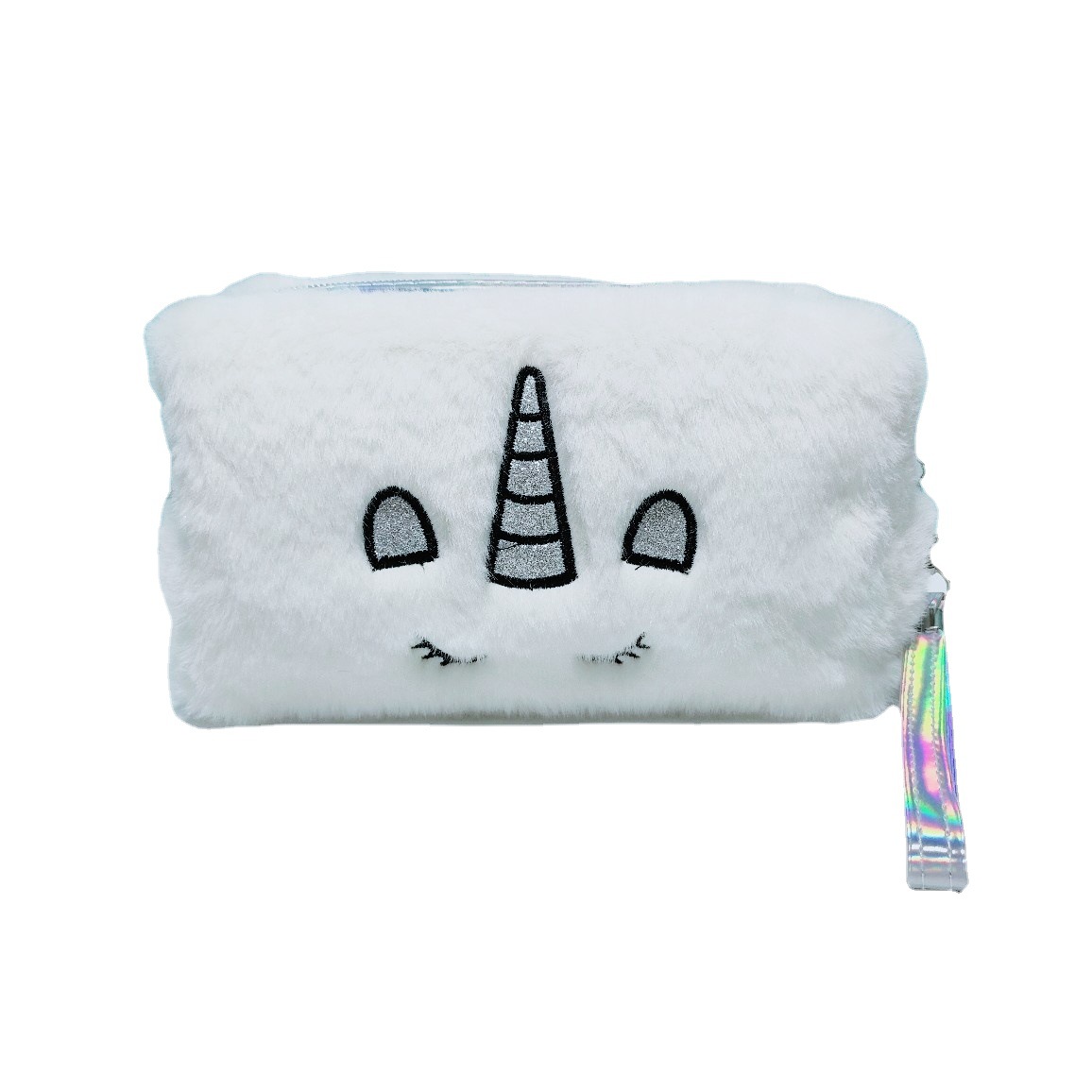 Cross-Border New Arrival Plush Embroidered Unicorn Cosmetic Bag Women's Cosmetics Storage Bag Women's Handbag Multi-Color Optional