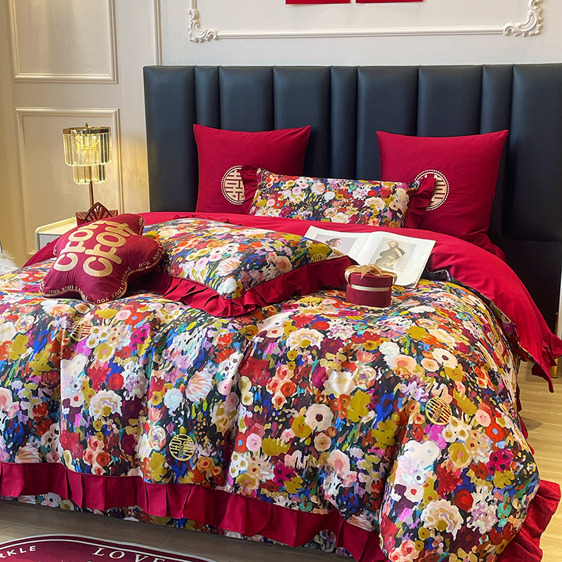 5m床单被套罩新婚喜庆亲肤床上用品-阿里巴巴