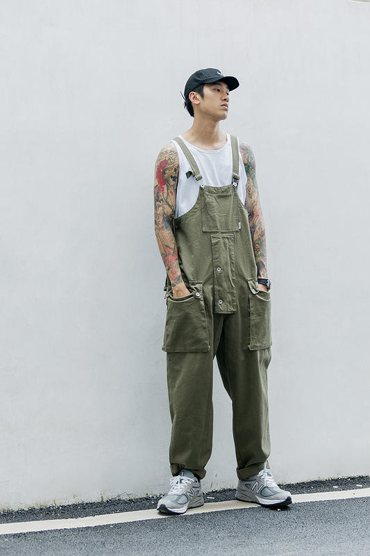 tkpa日系阿美咔叽背带裤男女款工装裤情侣宽松口袋休闲长裤连体裤