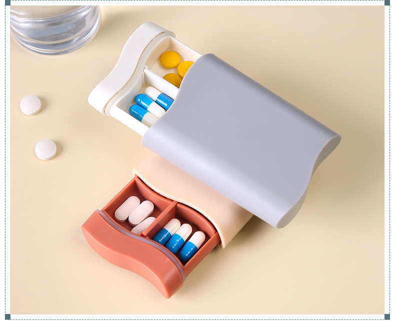 便携式小药盒 旅行药品分装盒密封收纳盒7天分装迷你分格密封盒
