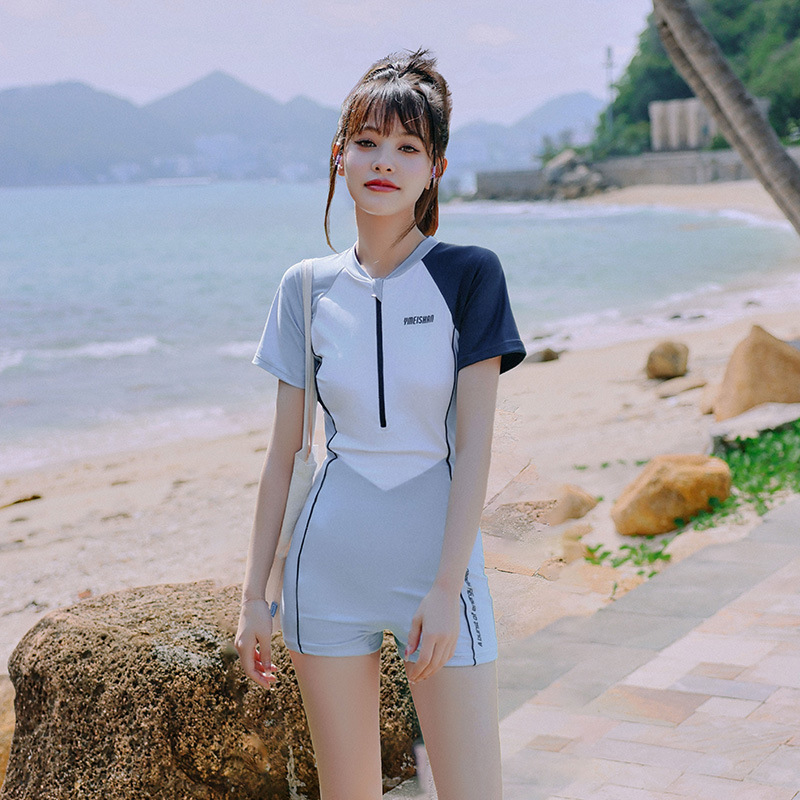 New One-Piece Swimsuit Female Student Girl Sports Style Fresh Conservative Cover Belly Super Fairy Slimming Ins Hot Spring