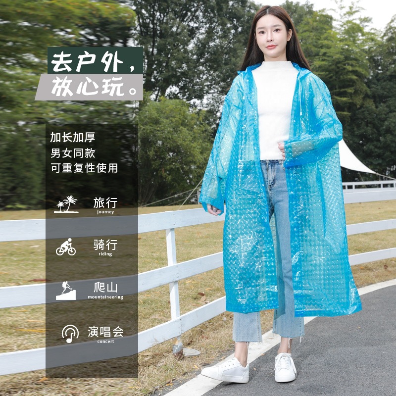 New Eva Thicken and Lengthen 3d Crystal Raincoat Outdoor Tourist Hiking Riding Portable Three-Dimensional Raincoat Poncho