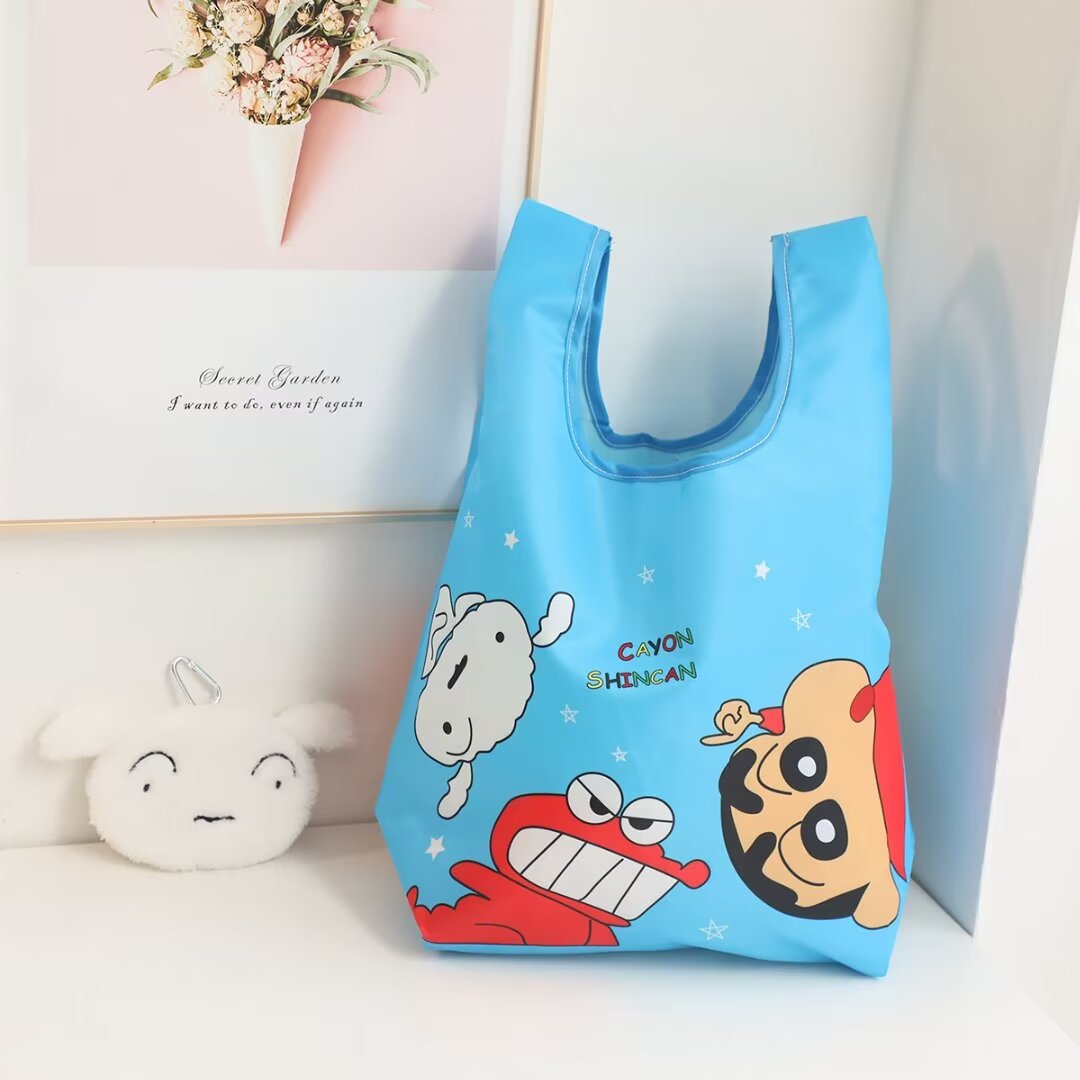 可爱动漫蜡笔小新便携折叠收纳购物袋超市手提袋子卡通毛绒零钱包