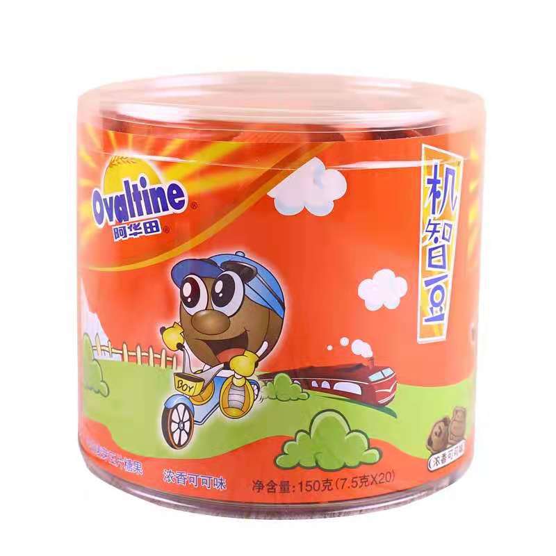 批发阿华田机智豆浓香可可味巧克力豆压片糖果小零食150g12盒