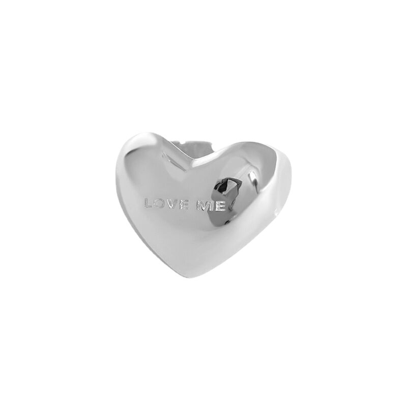 Korean Style S925 Silver Three-Dimensional Love Heart-Shaped Ring Female Retro Fashion Elegance Letter Open Ring Hip Hop Index Finger Ring Fashion