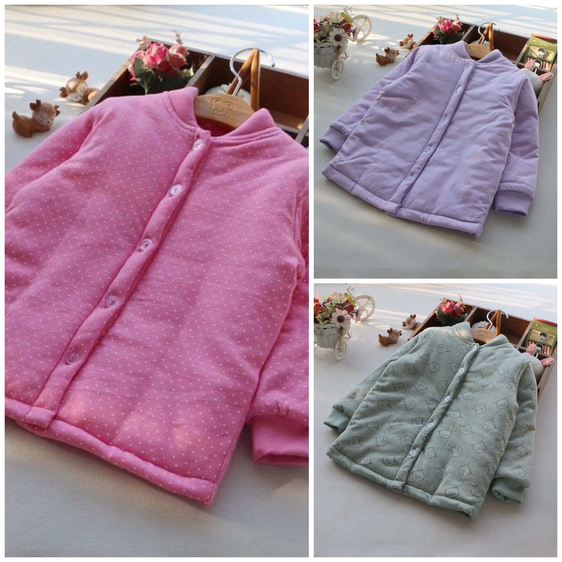 包邮宝宝丝棉棉袄 冬装小立领开衫纯棉外套 男童女童夹棉内胆棉衣